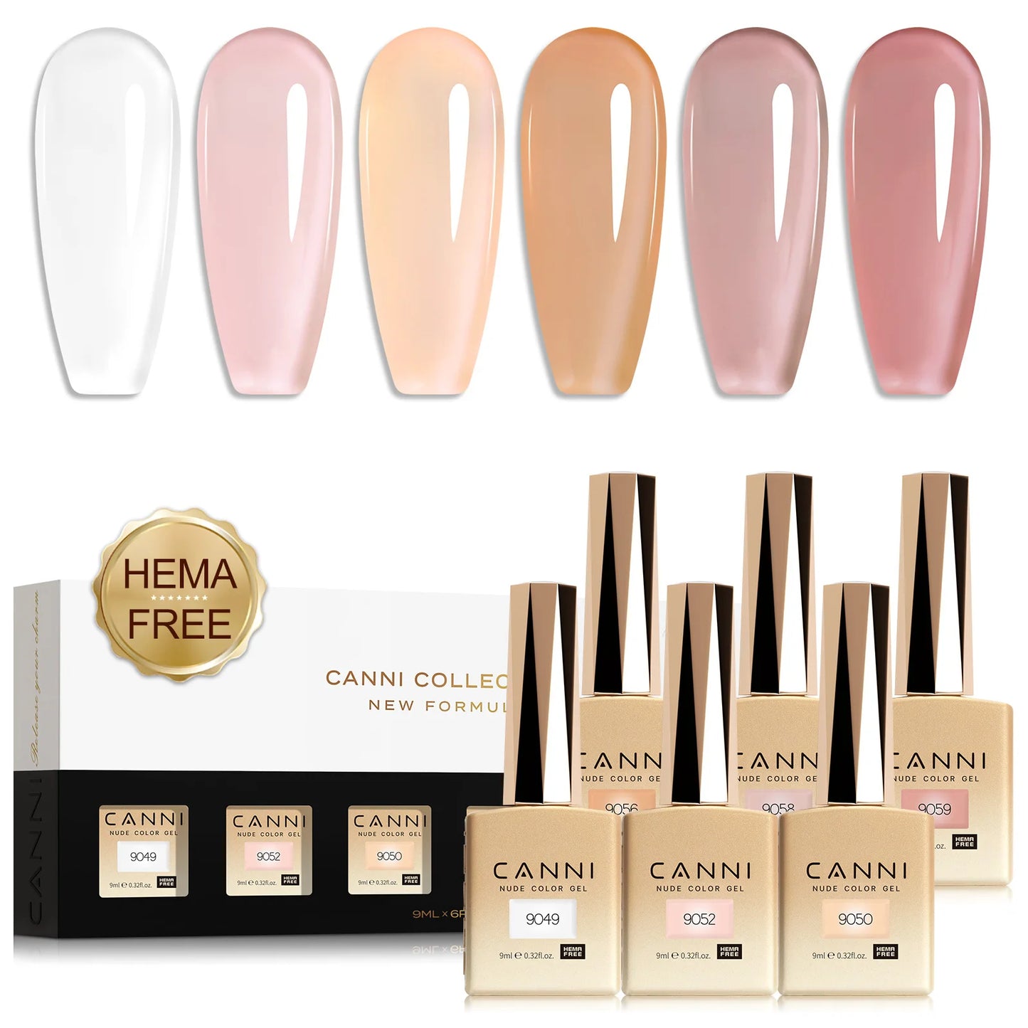 CANNI HEMA TPO FREE 9ml BIAB Colorful Rubber Base Gel UV Construction Quick Builder Nail Gel Polish Kit Self Leveling French Nails