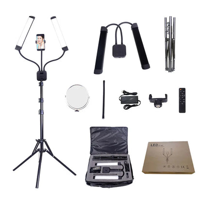 RING LGHIT PROFESSIONNELLE Double bras, avec trépied de 200cm de Long, Double  bande LED