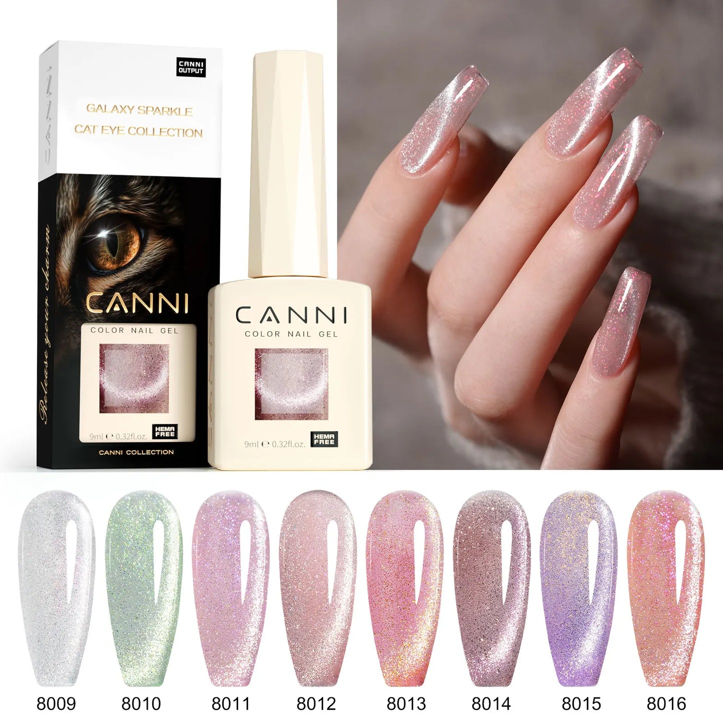 1pcs CANNi Cat Eye Series Acrylic Nails 96 Color 9ml Uv Gel Nail Polish Flash Series Gel Polish Nail Salon Varnish