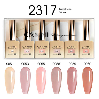 6pcs/kit CANNI HEMA TPO FREE Nail Gel Polish Set Gorgeous Color Semi Permanent Soak off UV LED Gel Nail Varnish Christmas Gift