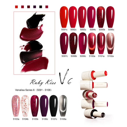 V6 VENALISA 10ml HEMA Free TPO Free Ultra Deep Red Cat Eye Magnet Nail Gel Semi-Permanent Soak Off UV LED Gel Varnish Nails