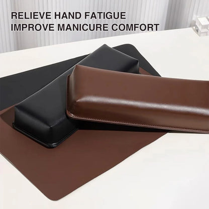 PU Leather Nail Art Hand Rest, Professional Soft Nail Art Hand Pillow &Two-color Leather Pad, Manicure Tool for Home & Salon Use