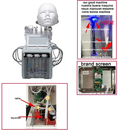 Pro 7 in 1 Hydro Facial .Dermabrasion Aqua Peel Skin Care BIO Light RF Vacuum Face  Cleaning Hydro Water Oxygen Jet Peel Machine