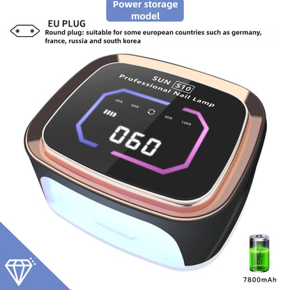 Lampe UV LED professionnelle RECHARGABLE pour séchage des ongles, écran HD, lampe  intelligente sans fil pour séchage rapide et durcissement de tous les vernis gel. Utilisation enfichable.