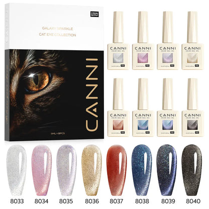 CANNI VIP Kit Hema Free Nail Gel Polish Crystal Cat Eye  Semi Permanent Soak Off UV LED Gel Varnish 9ml*8pcs