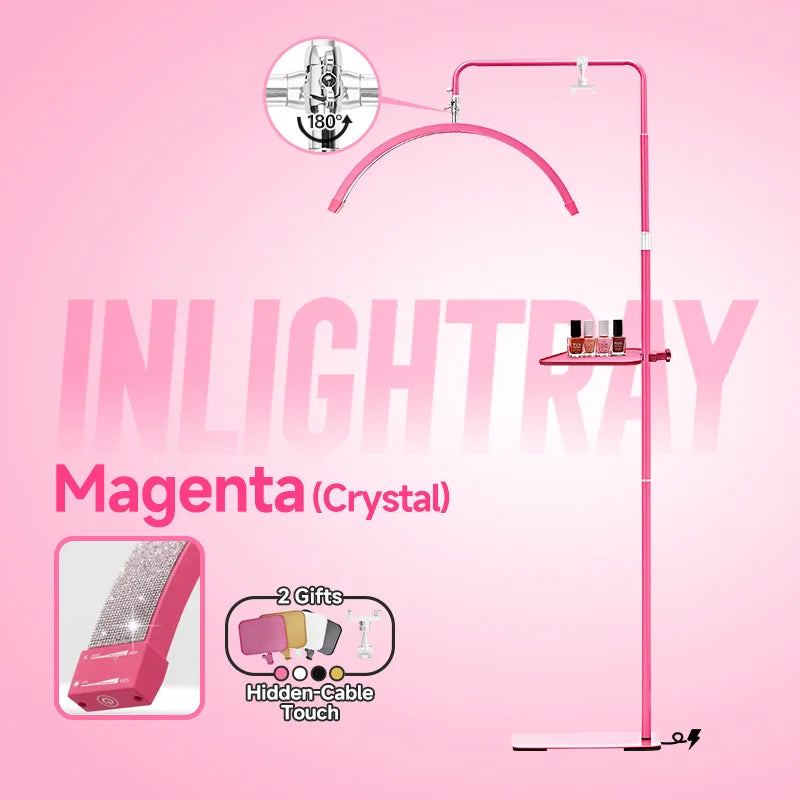 23inch OEM 45W New LED Eyelash Extension Light Half-Moon Bed Lamp Design Adjustable Brightness with Ring Light Feature