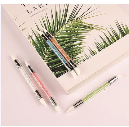 5/15pcs Nail Art Pen Double Head Silicone Flower Sculpting Pen Adjustable Glue Stick Embossing Pen Nail Art Brush Home Tool