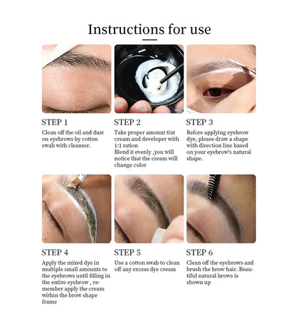 Henna Eyelash Brow Dye Tint Professional Lash Eyebrow Dye 15-Minute Fast Drying Cream Brow Semi Permanent Eyebrows Makeup Black