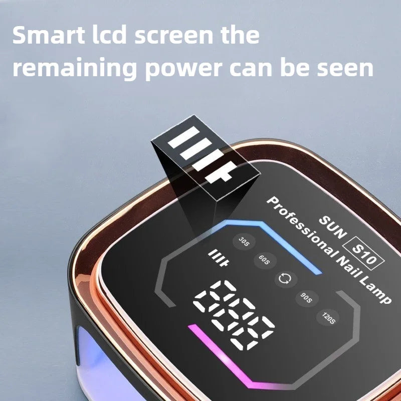 Lampe UV LED professionnelle RECHARGABLE pour séchage des ongles, écran HD, lampe  intelligente sans fil pour séchage rapide et durcissement de tous les vernis gel. Utilisation enfichable.
