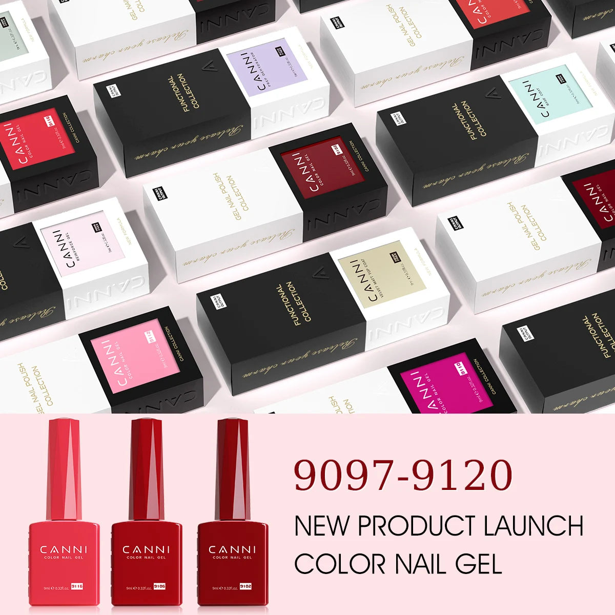 CANNI Hema Free Nail Glue Christmas Decoration Sticker Glue Semi Permanent Soak Off LED UV Nail Gel Polish Red Color Collection