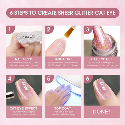 CANNI VIP Kit Hema Free Nail Gel Polish Crystal Cat Eye  Semi Permanent Soak Off UV LED Gel Varnish 9ml*8pcs