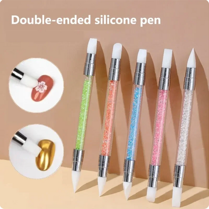 5/15pcs Nail Art Pen Double Head Silicone Flower Sculpting Pen Adjustable Glue Stick Embossing Pen Nail Art Brush Home Tool