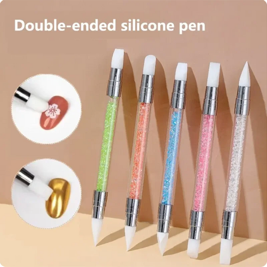 5/15pcs Nail Art Pen Double Head Silicone Flower Sculpting Pen Adjustable Glue Stick Embossing Pen Nail Art Brush Home Tool