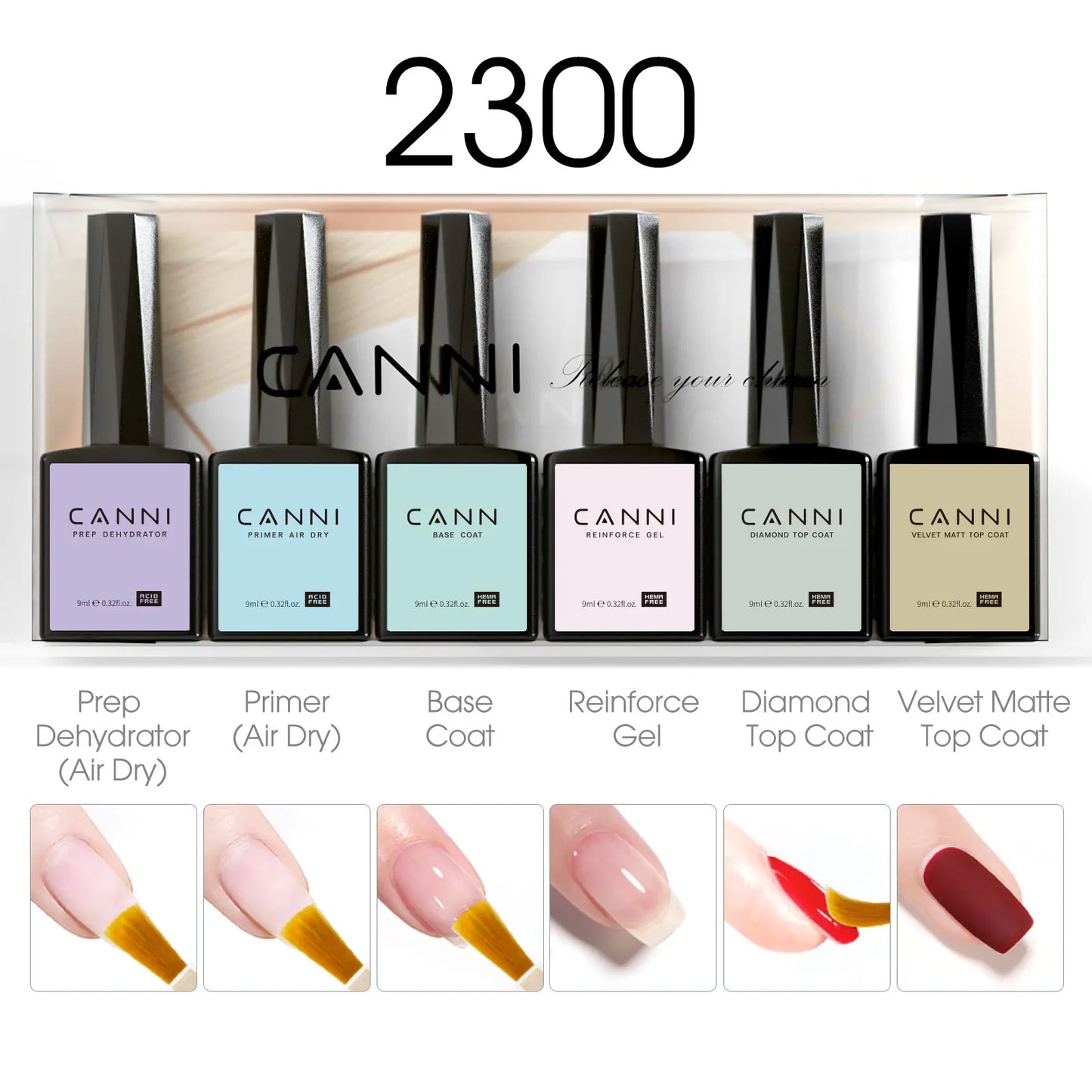 6pcs/kit CANNI HEMA TPO FREE Nail Gel Polish Set Gorgeous Color Semi Permanent Soak off UV LED Gel Nail Varnish Christmas Gift