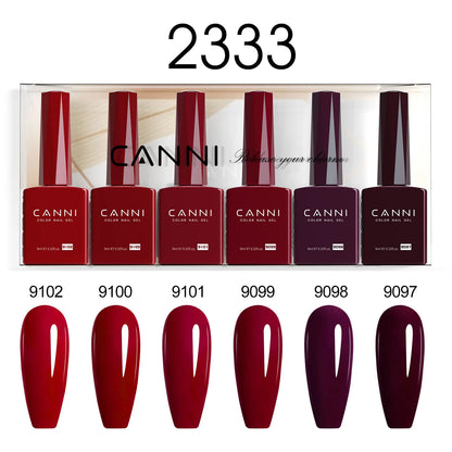 6pcs/kit CANNI HEMA TPO FREE Nail Gel Polish Set Gorgeous Color Semi Permanent Soak off UV LED Gel Nail Varnish Christmas Gift