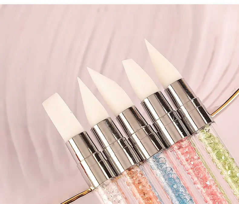5/15pcs Nail Art Pen Double Head Silicone Flower Sculpting Pen Adjustable Glue Stick Embossing Pen Nail Art Brush Home Tool