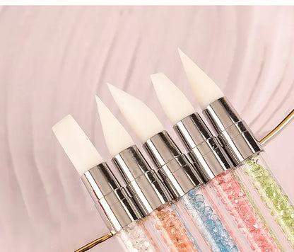 5/15pcs Nail Art Pen Double Head Silicone Flower Sculpting Pen Adjustable Glue Stick Embossing Pen Nail Art Brush Home Tool