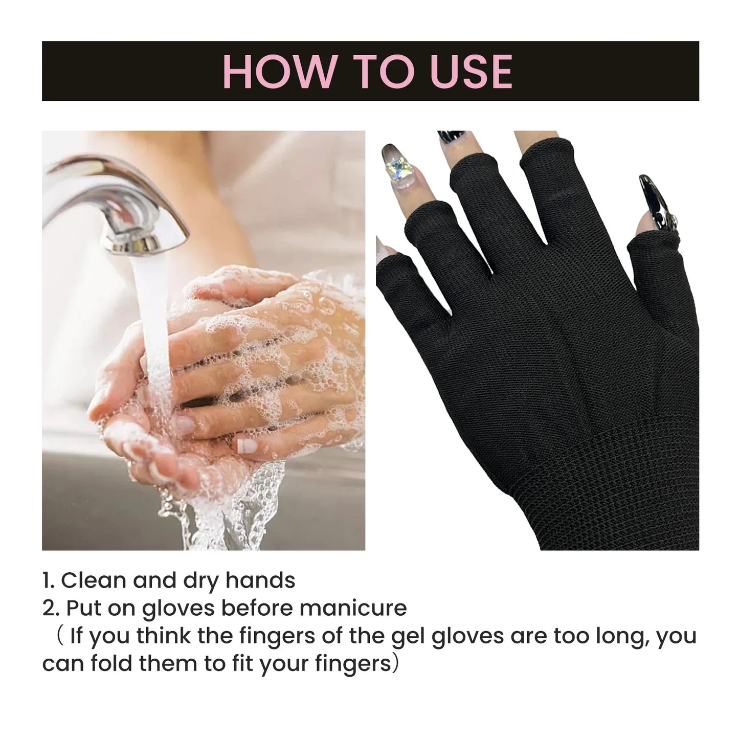 Uv Gant de protection des ongles Manicure Uv Rays Nails LED Lamp Anti-Radiation Gloves Nail Art Tools Guard Nail Beauty Tools