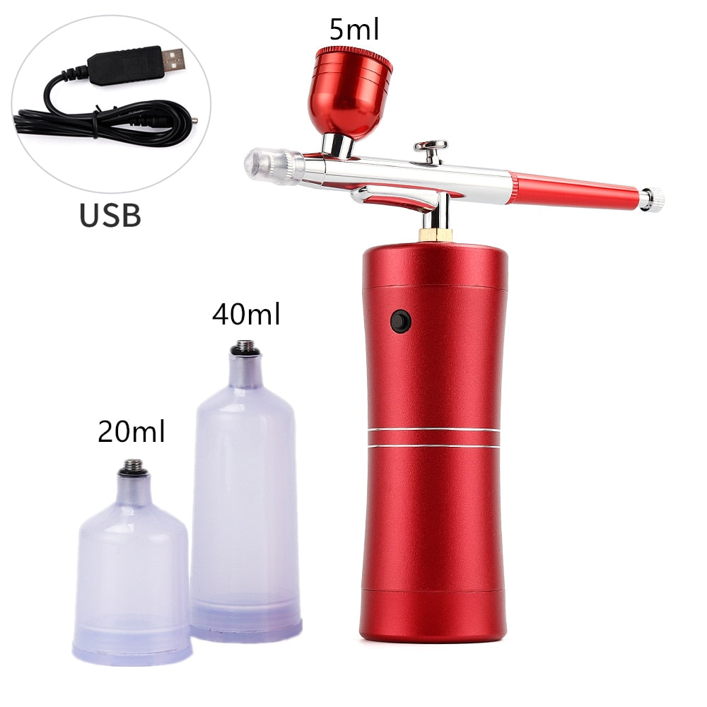 Kit de Mini compresseur d'air rose de 0.4mm,   pistolet de pulvérisation de peinture aérographe pour Nail Art