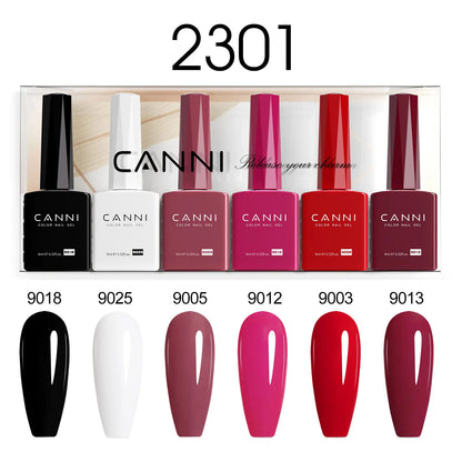 6pcs/kit CANNI HEMA TPO FREE Nail Gel Polish Set Gorgeous Color Semi Permanent Soak off UV LED Gel Nail Varnish Christmas Gift