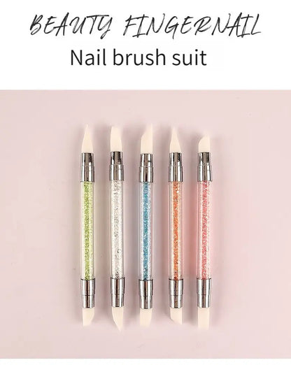 5/15pcs Nail Art Pen Double Head Silicone Flower Sculpting Pen Adjustable Glue Stick Embossing Pen Nail Art Brush Home Tool