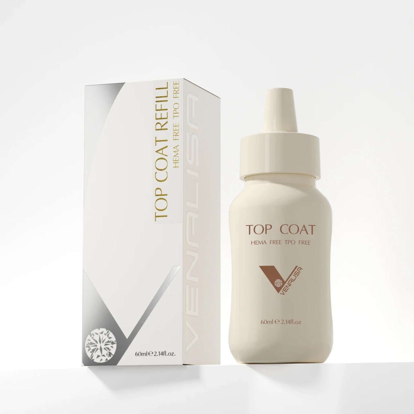 60ml VENALISA  Diamond Long Wear Top Coat Big Volume Refillment Ultra Glossy Non Wipe Anti Yellowing No Burning Extension Gel