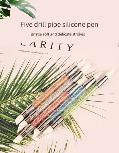 5/15pcs Nail Art Pen Double Head Silicone Flower Sculpting Pen Adjustable Glue Stick Embossing Pen Nail Art Brush Home Tool