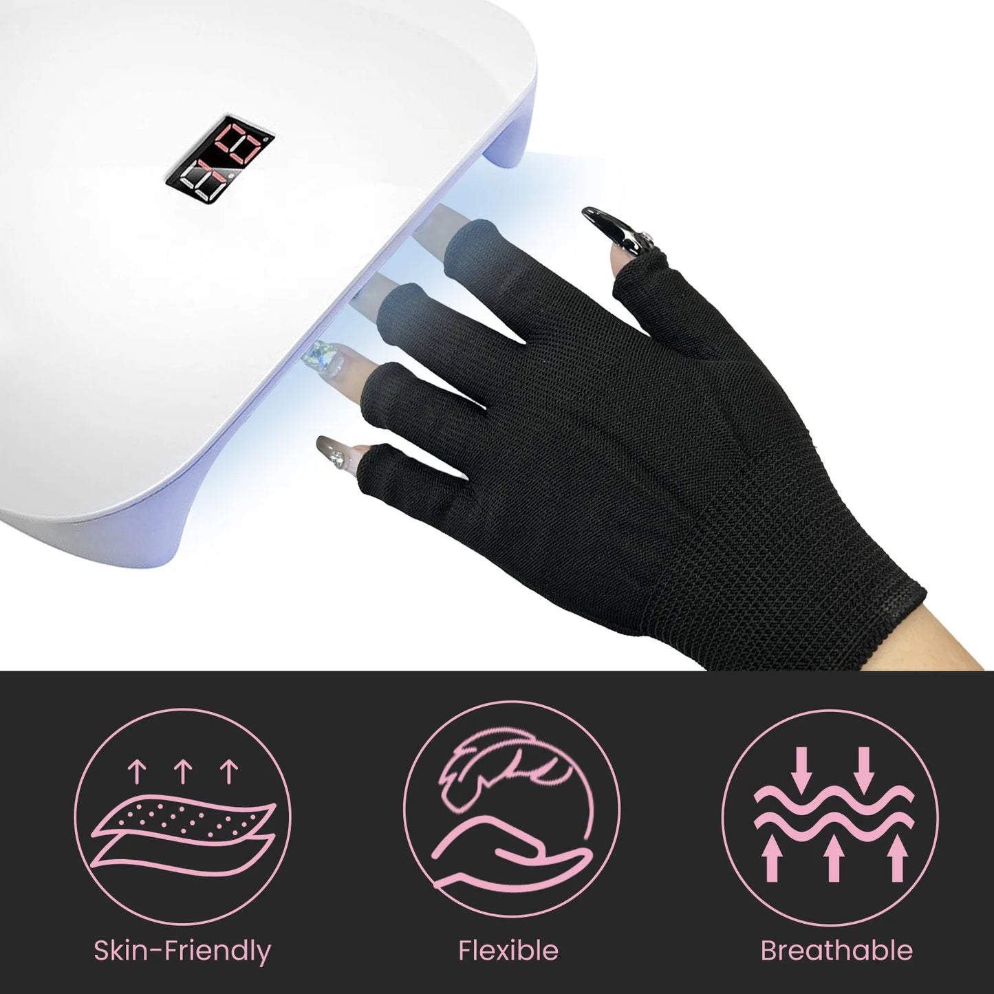 Uv Gant de protection des ongles Manicure Uv Rays Nails LED Lamp Anti-Radiation Gloves Nail Art Tools Guard Nail Beauty Tools