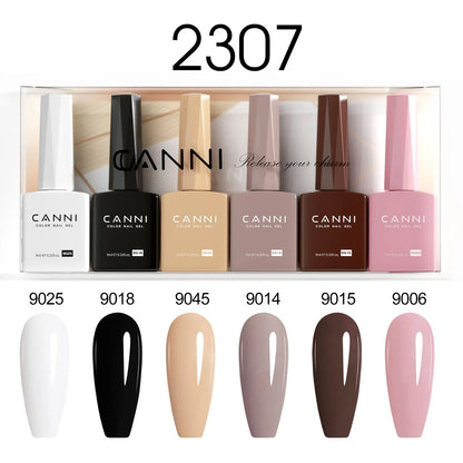 6pcs/kit CANNI HEMA TPO FREE Nail Gel Polish Set Gorgeous Color Semi Permanent Soak off UV LED Gel Nail Varnish Christmas Gift