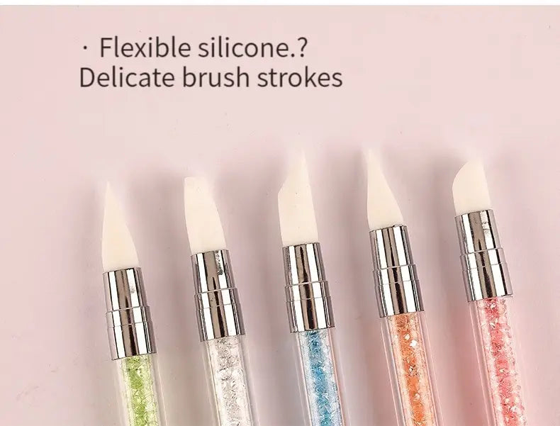 5/15pcs Nail Art Pen Double Head Silicone Flower Sculpting Pen Adjustable Glue Stick Embossing Pen Nail Art Brush Home Tool