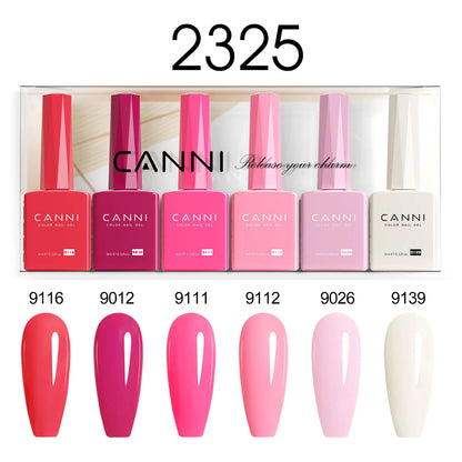 6pcs/kit CANNI HEMA TPO FREE Nail Gel Polish Set Gorgeous Color Semi Permanent Soak off UV LED Gel Nail Varnish Christmas Gift