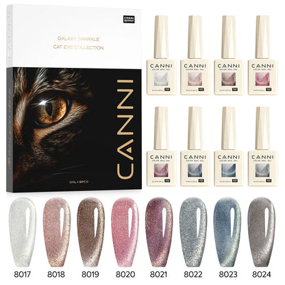 CANNI VIP Kit Hema Free Nail Gel Polish Crystal Cat Eye  Semi Permanent Soak Off UV LED Gel Varnish 9ml*8pcs