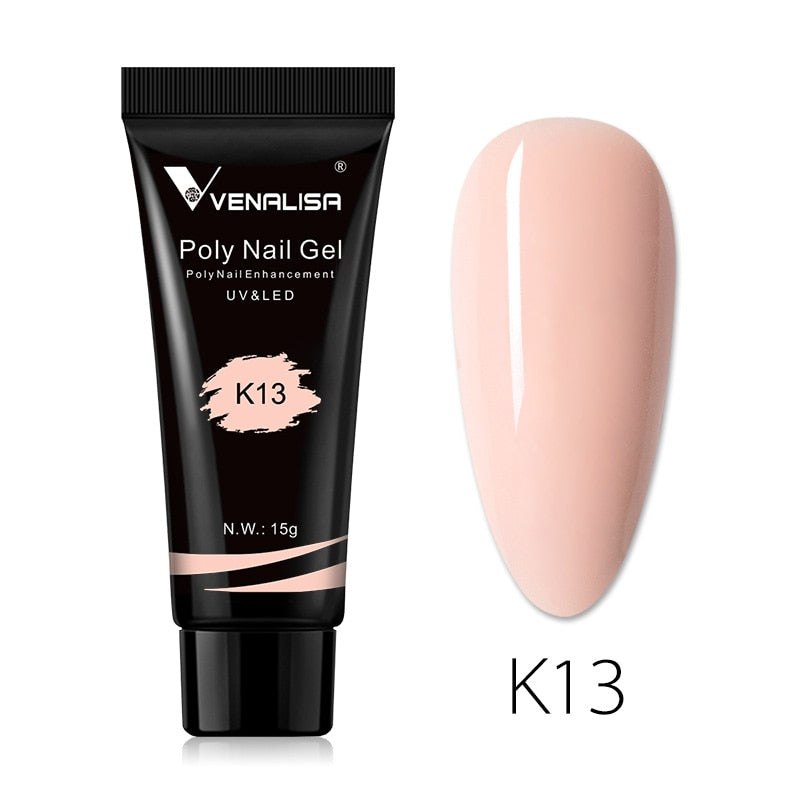 Venalisa New Arrival Poly Nail Gel 15g Acrylic Gel with Nail Tips Nail Polish Extension Nail Art Clear Camouflage Gel