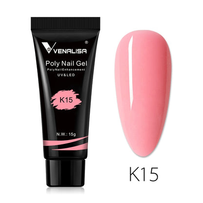 Venalisa New Arrival Poly Nail Gel 15g Acrylic Gel with Nail Tips Nail Polish Extension Nail Art Clear Camouflage Gel