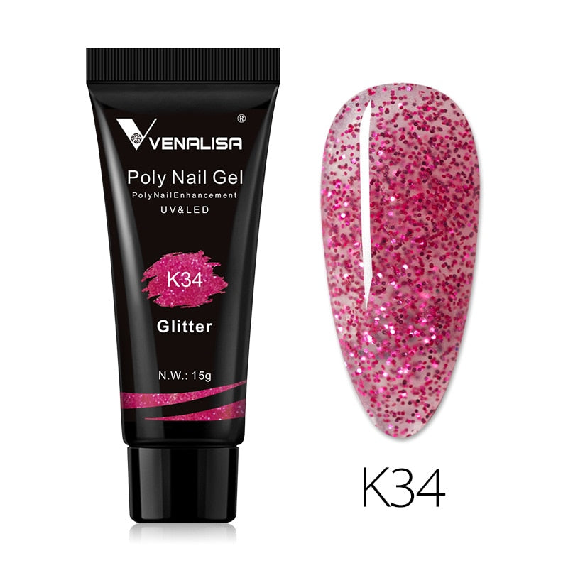 Venalisa New Arrival Poly Nail Gel 15g Acrylic Gel with Nail Tips Nail Polish Extension Nail Art Clear Camouflage Gel
