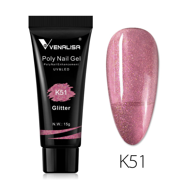 Venalisa New Arrival Poly Nail Gel 15g Acrylic Gel with Nail Tips Nail Polish Extension Nail Art Clear Camouflage Gel
