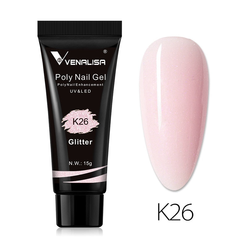 Venalisa New Arrival Poly Nail Gel 15g Acrylic Gel with Nail Tips Nail Polish Extension Nail Art Clear Camouflage Gel