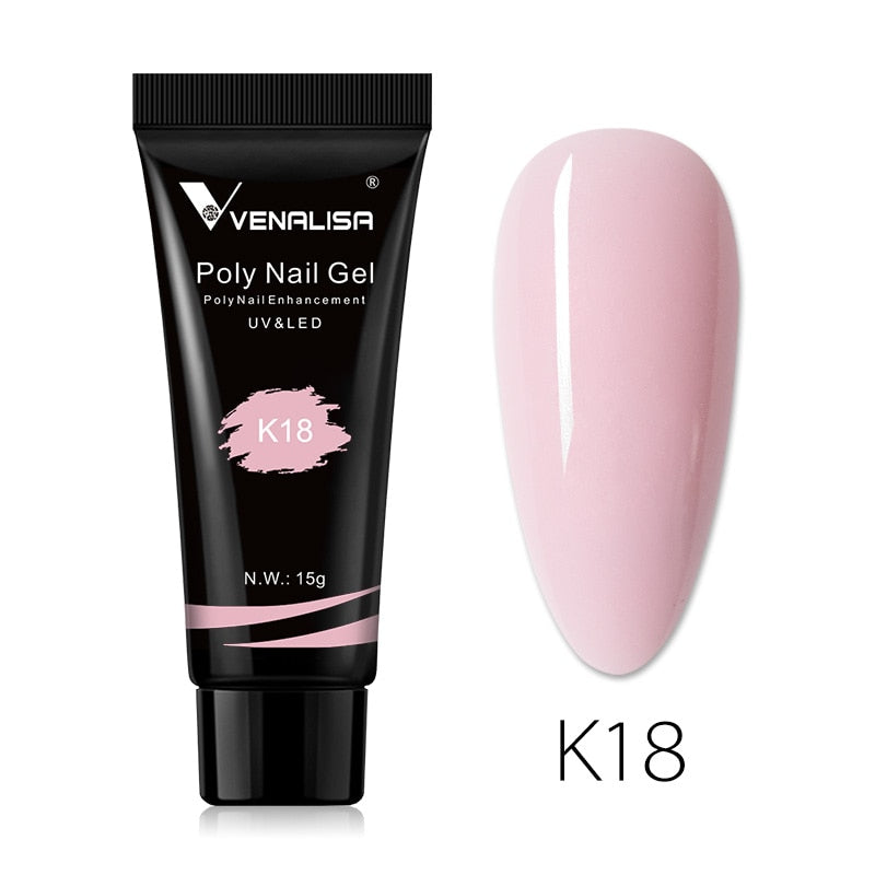 Venalisa New Arrival Poly Nail Gel 15g Acrylic Gel with Nail Tips Nail Polish Extension Nail Art Clear Camouflage Gel