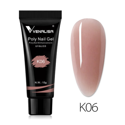Venalisa New Arrival Poly Nail Gel 15g Acrylic Gel with Nail Tips Nail Polish Extension Nail Art Clear Camouflage Gel