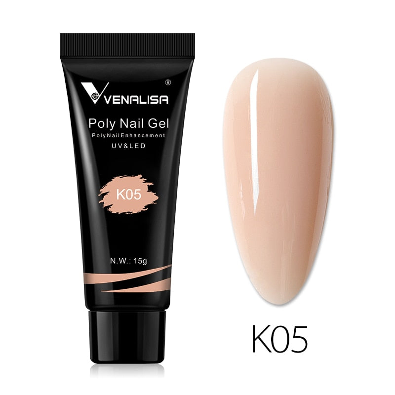 Venalisa New Arrival Poly Nail Gel 15g Acrylic Gel with Nail Tips Nail Polish Extension Nail Art Clear Camouflage Gel