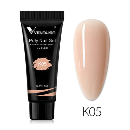 Venalisa New Arrival Poly Nail Gel 15g Acrylic Gel with Nail Tips Nail Polish Extension Nail Art Clear Camouflage Gel