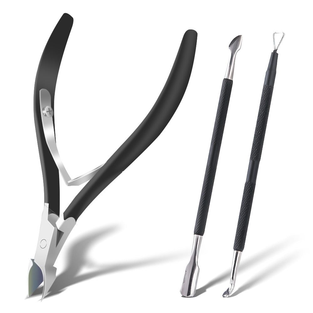 3Pcs Nail Cuticle Nipper Scissors Set Stainless Steel Rainbow Manicure Clipper Dead Skin Remover Scissor Plier Pusher Tool