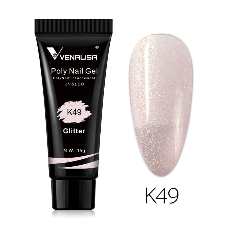Venalisa New Arrival Poly Nail Gel 15g Acrylic Gel with Nail Tips Nail Polish Extension Nail Art Clear Camouflage Gel