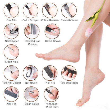 Pedicure Kit 23 in 1 Stainless Steel Professional Pedicure Tools Set Foot Rasp Peel Callus Dead Skin Remover Feet Care Pedicure