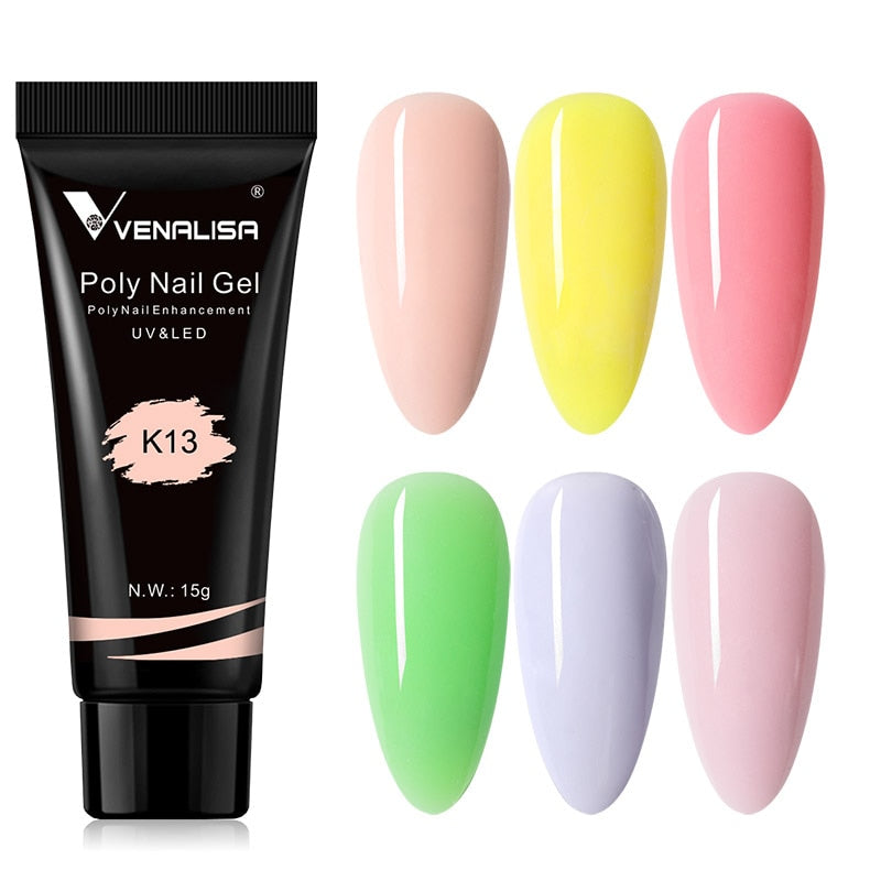 Venalisa New Arrival Poly Nail Gel 15g Acrylic Gel with Nail Tips Nail Polish Extension Nail Art Clear Camouflage Gel
