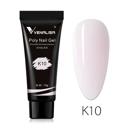 Venalisa New Arrival Poly Nail Gel 15g Acrylic Gel with Nail Tips Nail Polish Extension Nail Art Clear Camouflage Gel