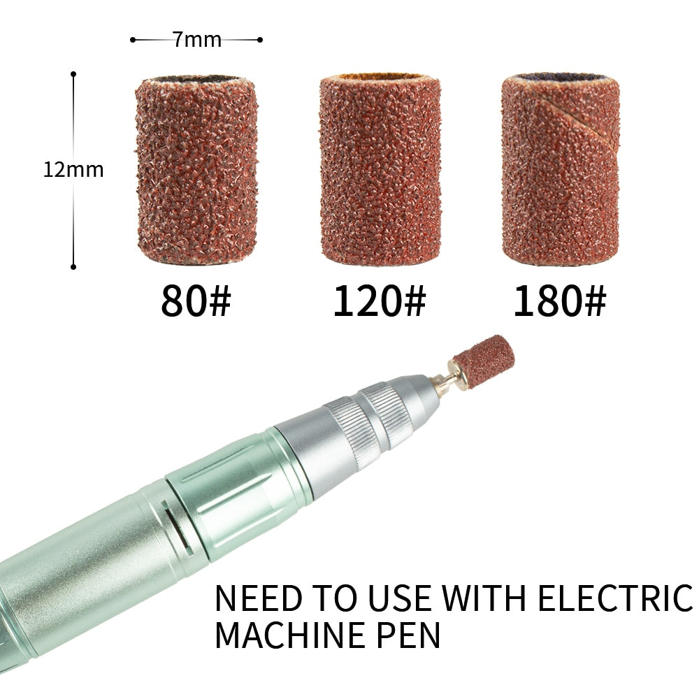 50pcs Nail Drill Bits Sanding Bands for Nail Drill File Grinder Sander Band Set for Acrylic Nails Gel Removing Pedicure Tool