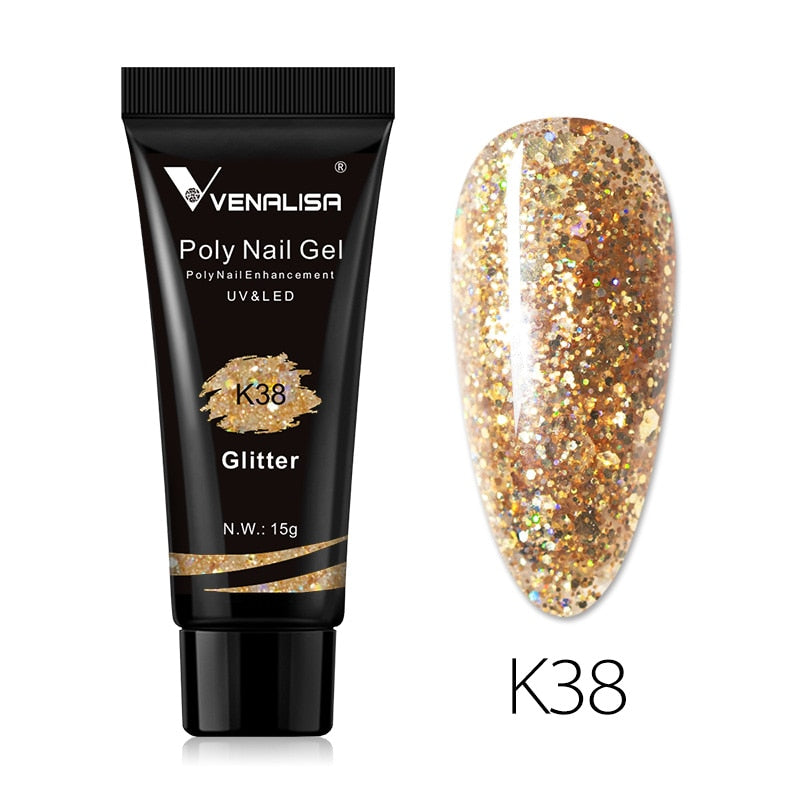 Venalisa New Arrival Poly Nail Gel 15g Acrylic Gel with Nail Tips Nail Polish Extension Nail Art Clear Camouflage Gel