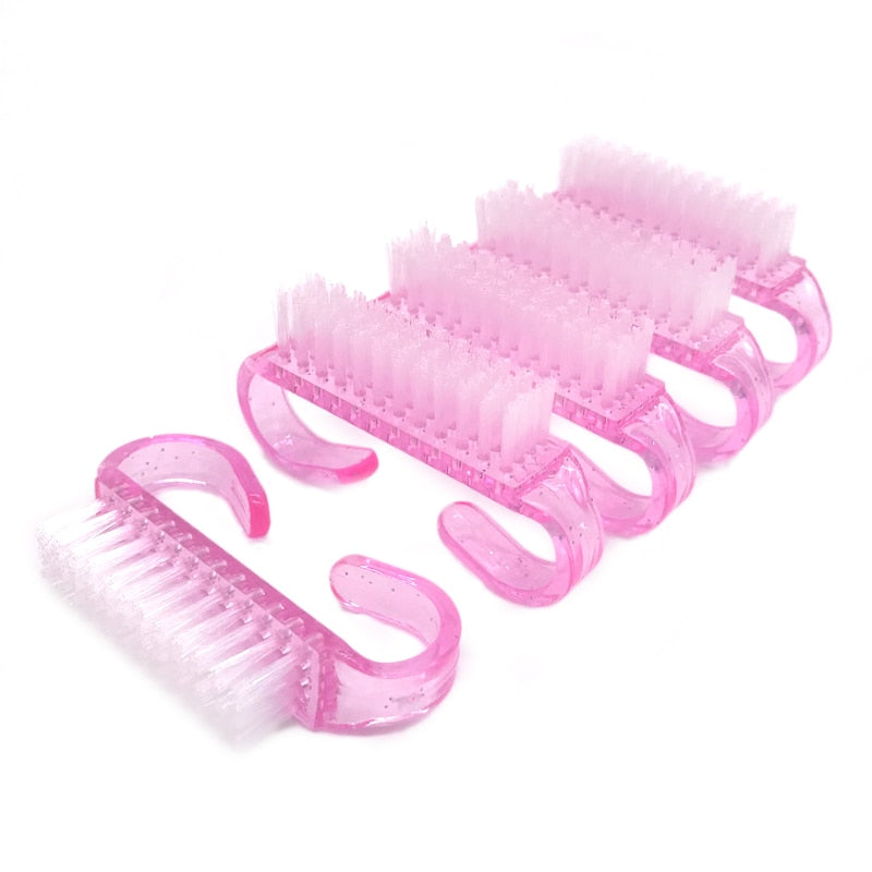 10 Pcs/Lot Acrylic Nail Brush 4 Color Nail Art Manicure Pedicure Soft Remove Dust Plastic Cleaning Nail Brushes File Tools Set