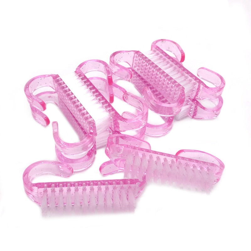 10 Pcs/Lot Acrylic Nail Brush 4 Color Nail Art Manicure Pedicure Soft Remove Dust Plastic Cleaning Nail Brushes File Tools Set